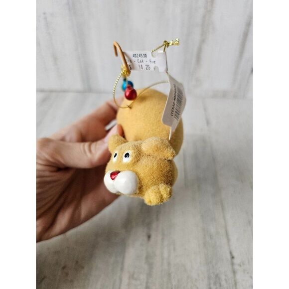 Dept 56 fuzzy orange tabby cat kitten ornament vintage Xmas tree - Picture 4 of 7